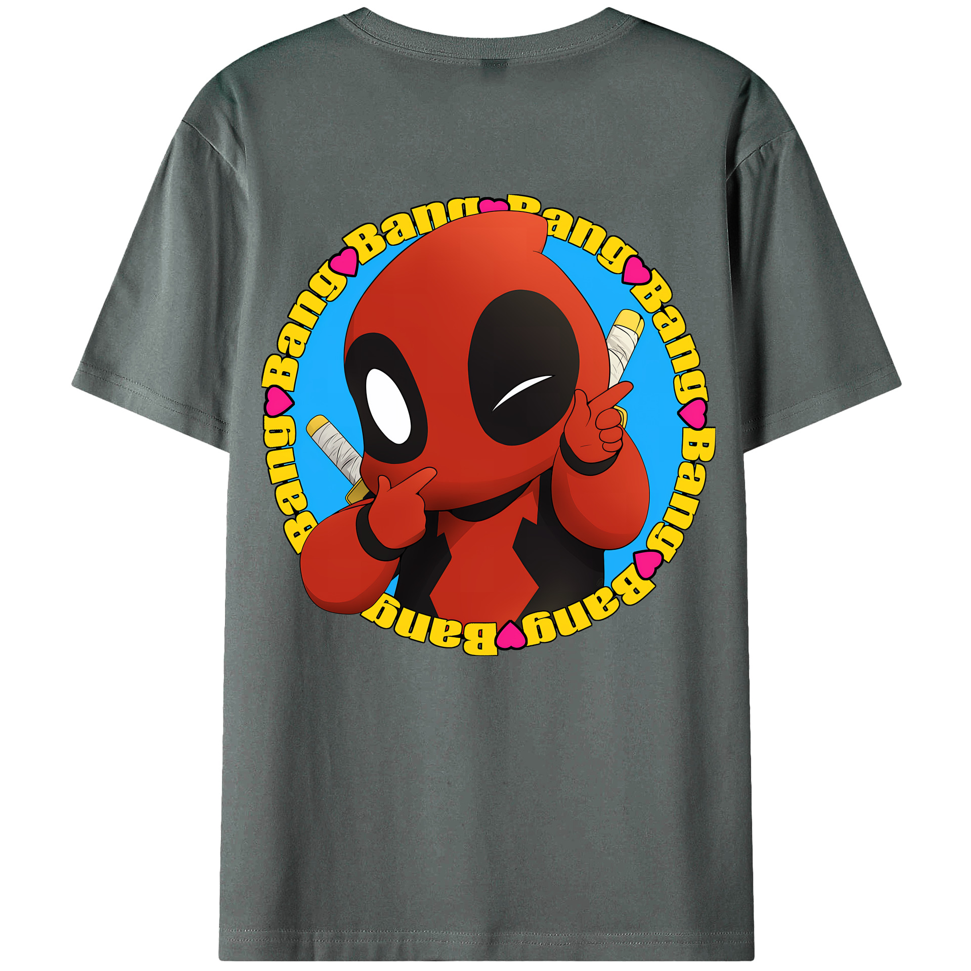 （画像用） Deadpool デッドプール 綿100％ メンズ半袖Tシャツ（バックプリント） 通気性